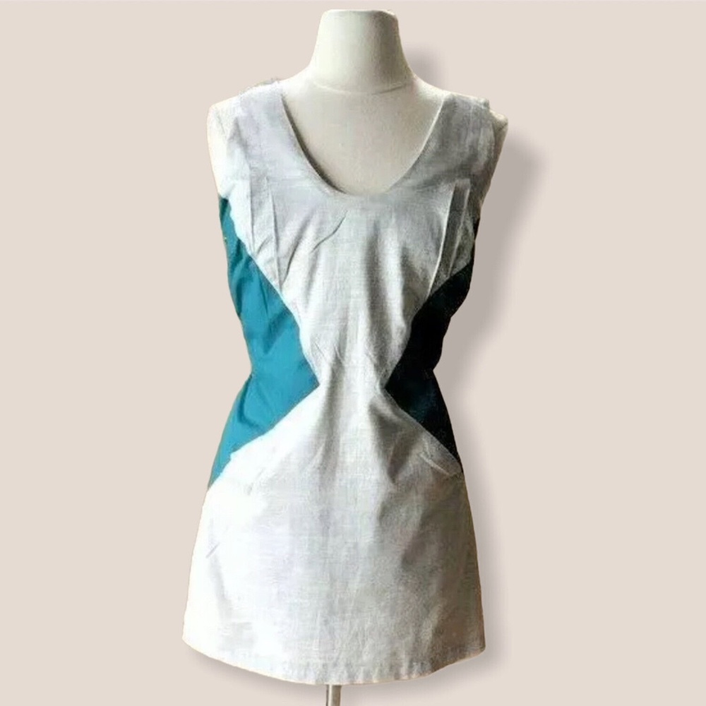 NWT ROGAN Poly GINGHAM UTILITY Zip SHEATH MINI Dress S grey & green BARNEYS